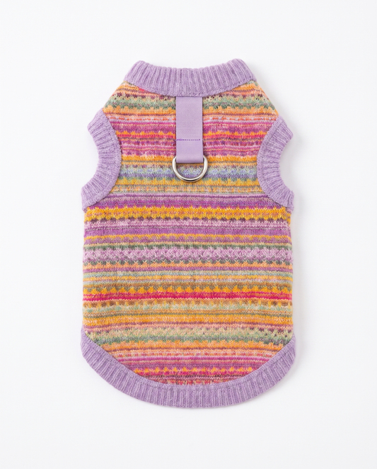 Lavender Fair Isle Knit Harness Vest