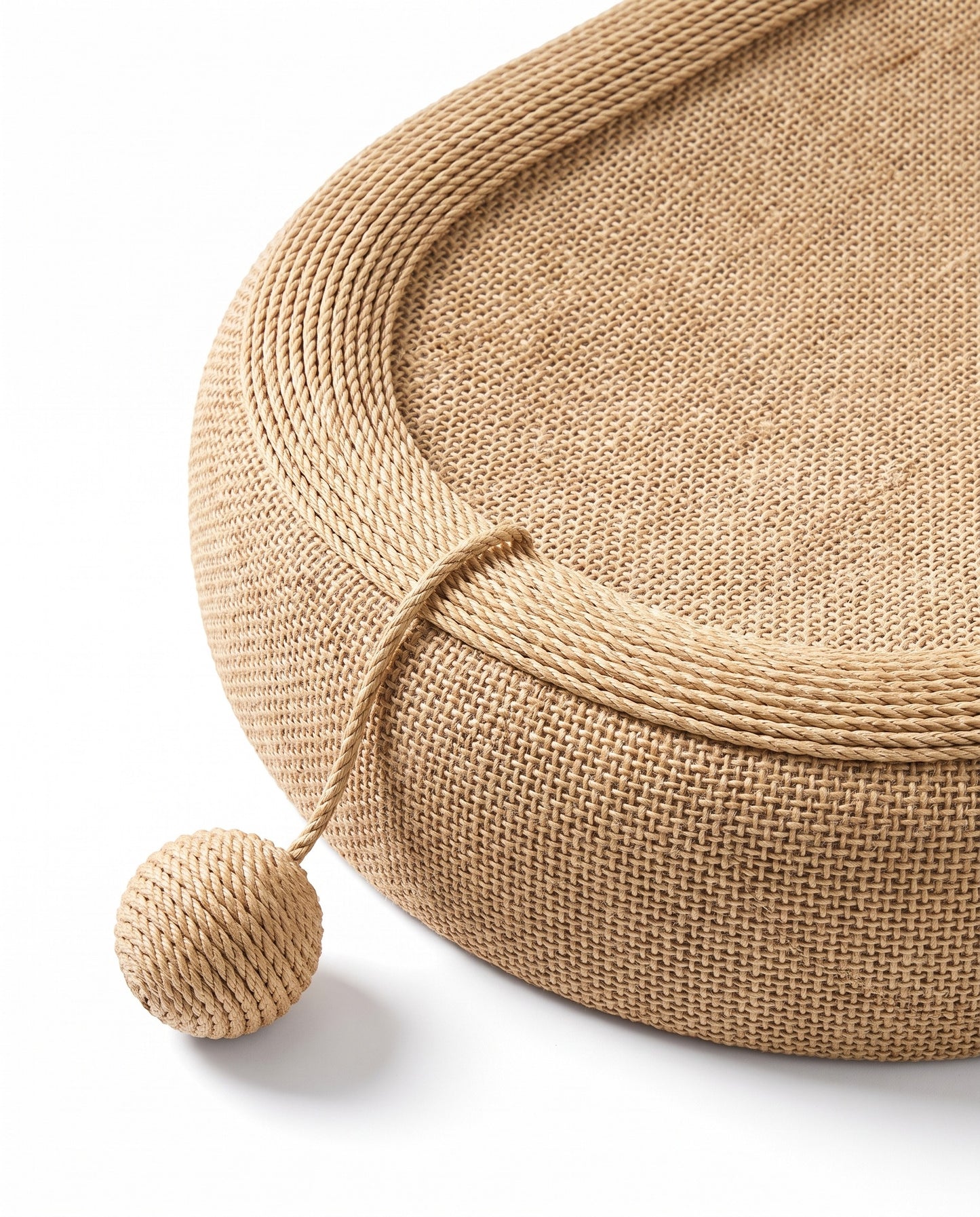 Premium Woven Cat Lounger & Scratch Bed with Interactive Rope Ball