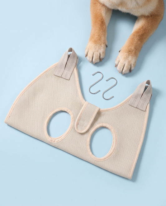Paws-off-the-Floor Beige Pet Grooming Hammock