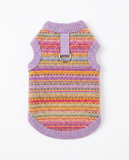 Lavender Fair Isle Knit Harness Vest