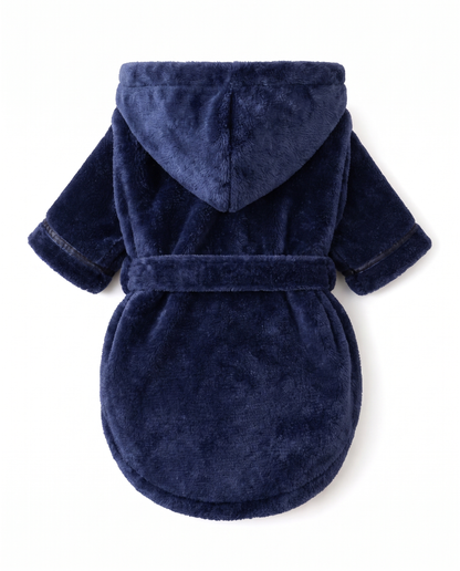 Navy Plush Hooded Robe