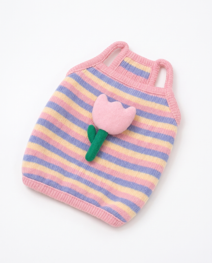 Sweet Tulip Stripe Knit Pet Sweater