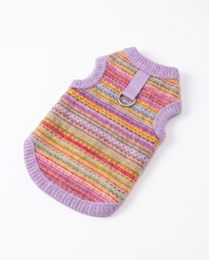 Lavender Fair Isle Knit Harness Vest