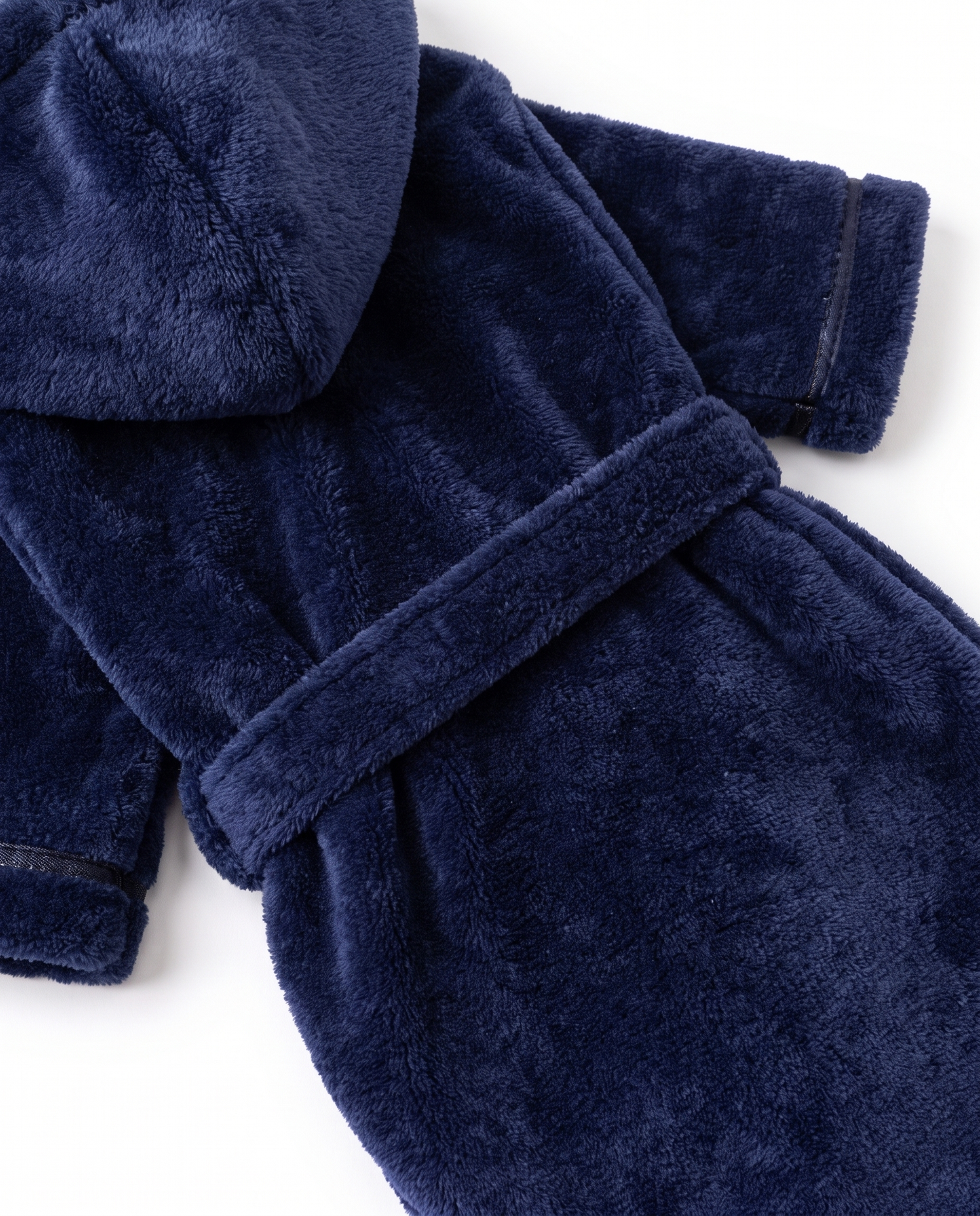 Navy Plush Hooded Robe