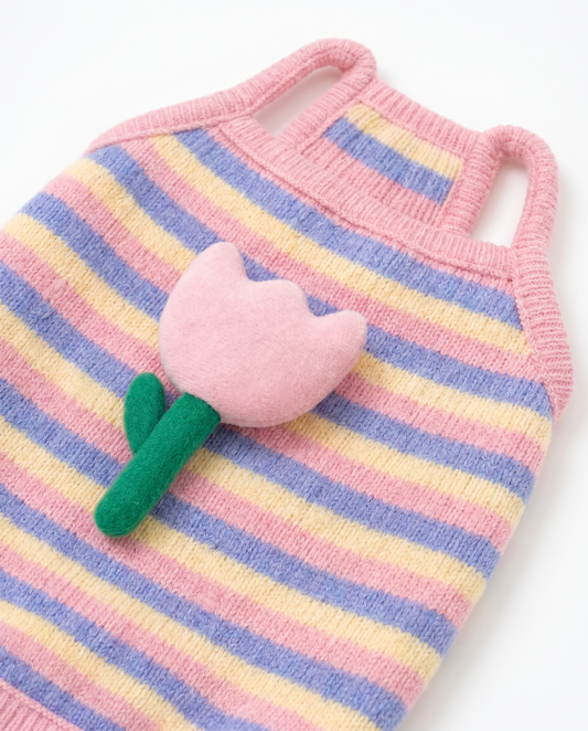 Sweet Tulip Stripe Knit Pet Sweater