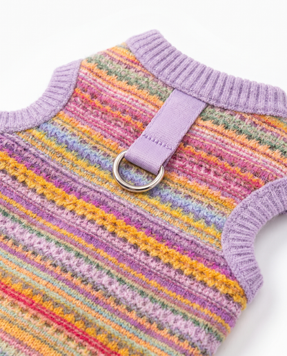 Lavender Fair Isle Knit Harness Vest