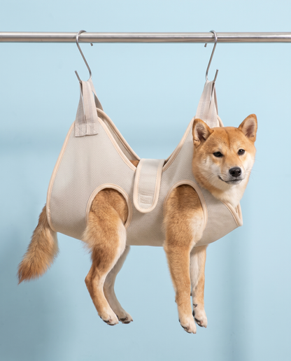 Paws-off-the-Floor Beige Pet Grooming Hammock