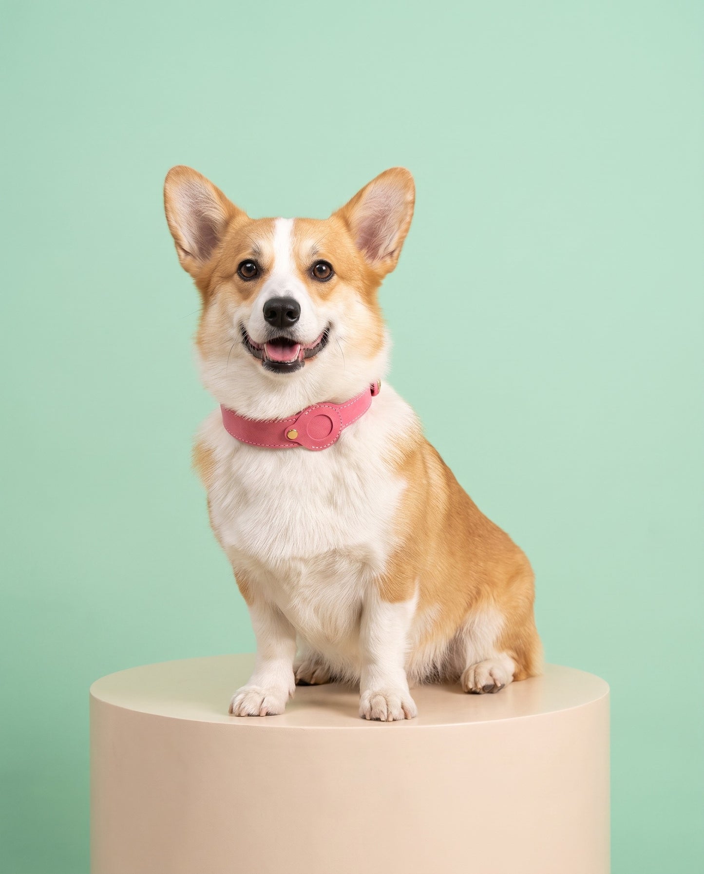 Sweet Pink Leather AirTag Dog Collar