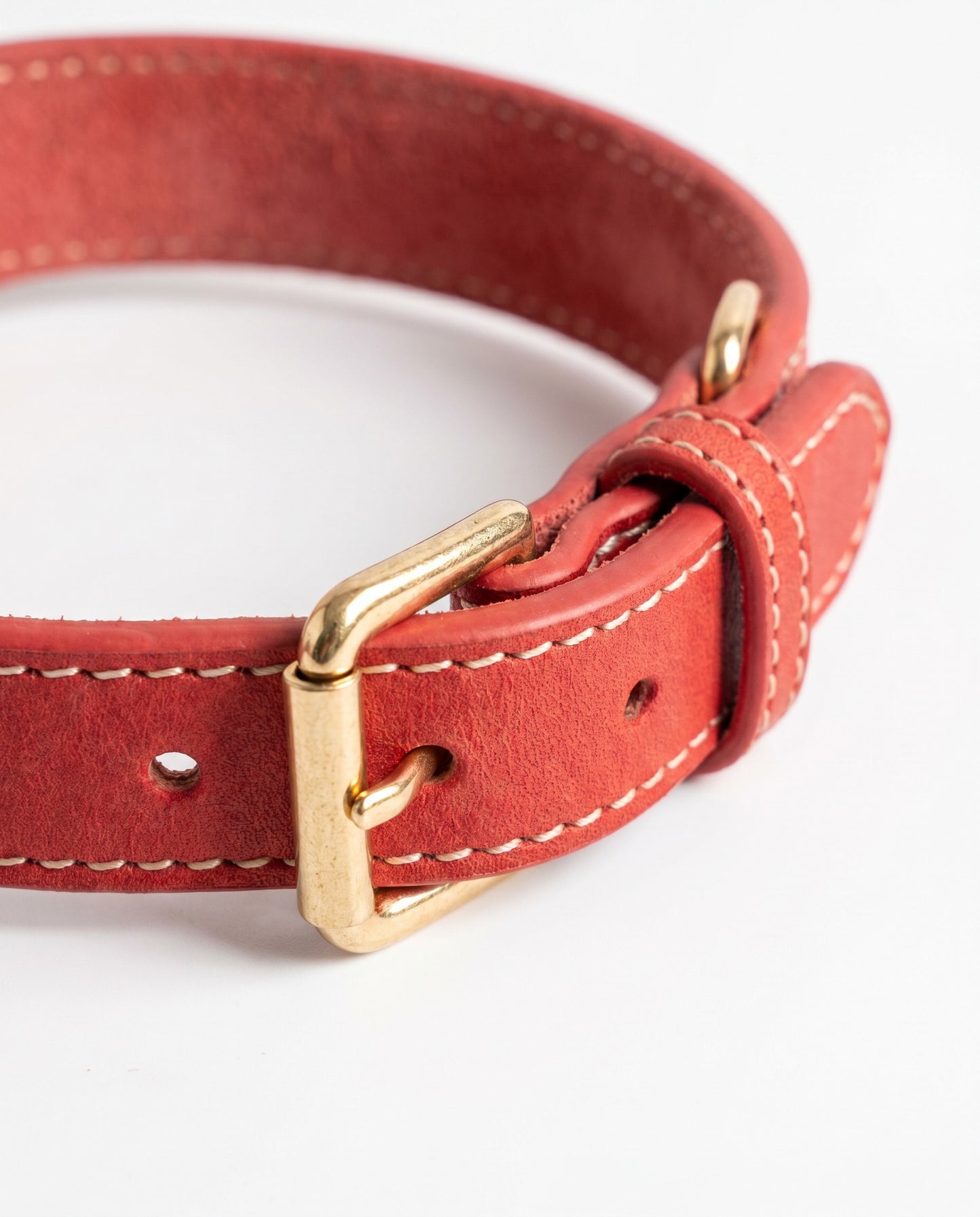 Bold Red Leather AirTag Dog Collar