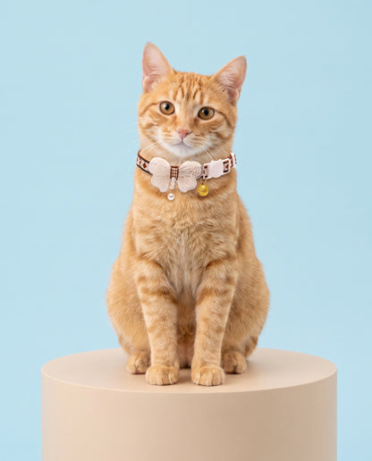 Elegant Pearl Lace Bow Pet Collar