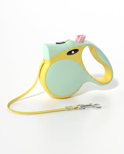 Pastel Mint & Yellow Retractable Dog Leash