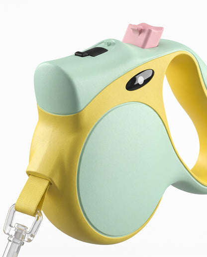 Pastel Mint & Yellow Retractable Dog Leash