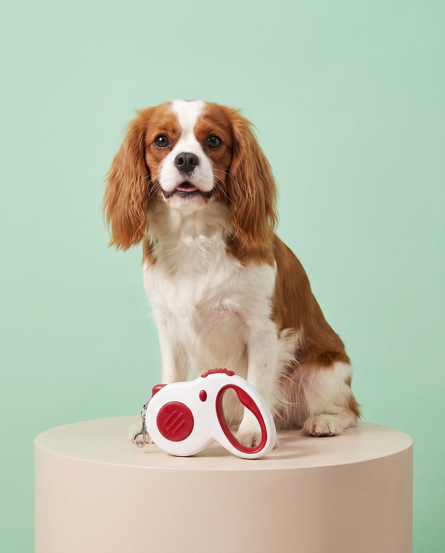 Classic Red & White Retractable Dog Leash