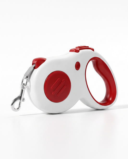 Classic Red & White Retractable Dog Leash