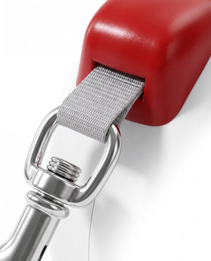 Classic Red & White Retractable Dog Leash
