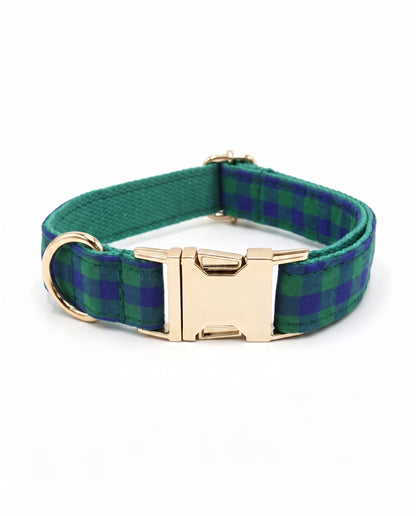 Midnight Forest Plaid Dog Collar