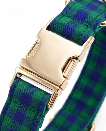 Midnight Forest Plaid Dog Collar