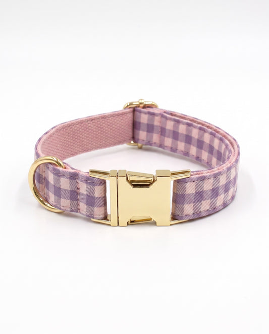 Lavender Picnic Plaid Dog Collar