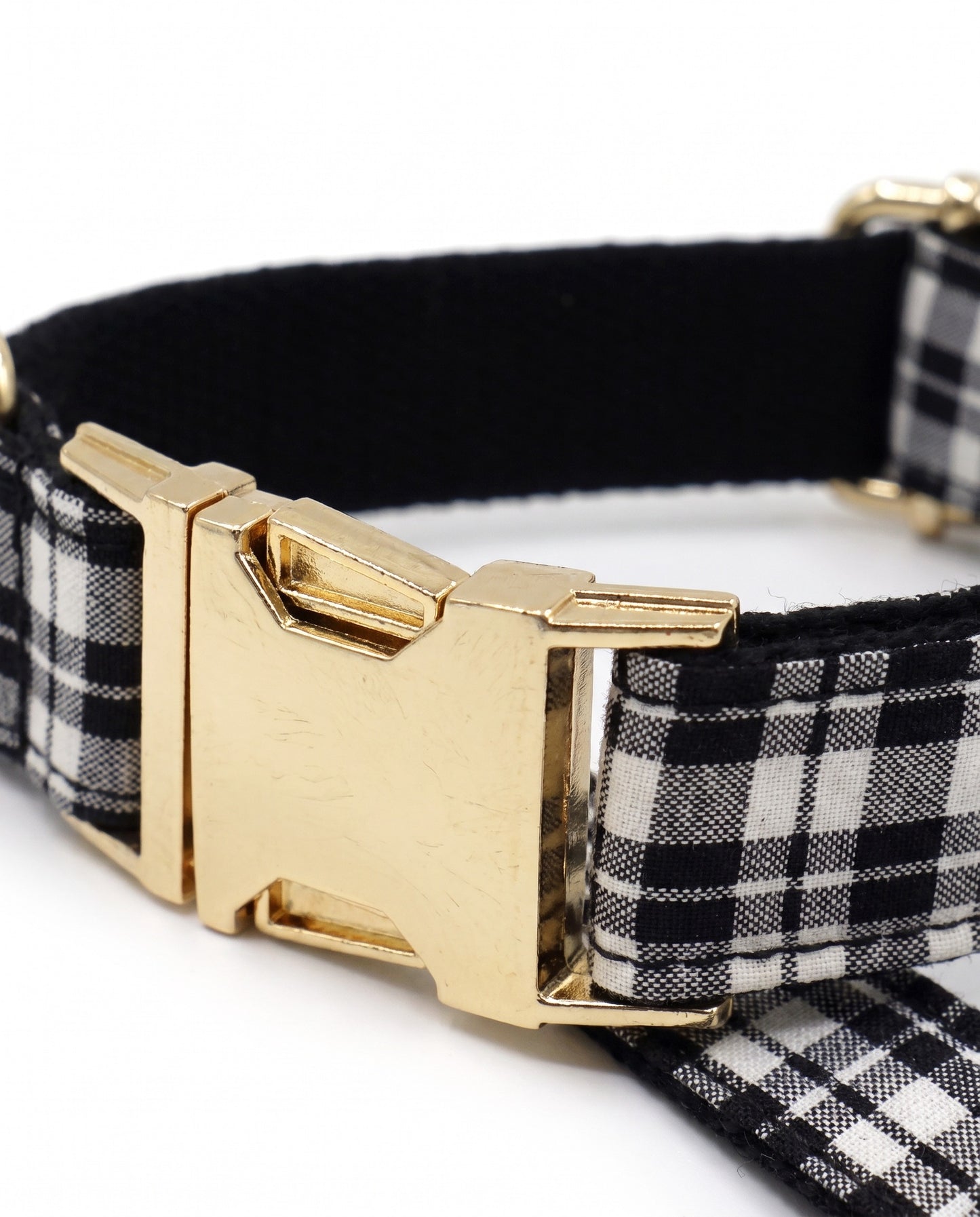 Monochrome Chic Plaid Dog Collar