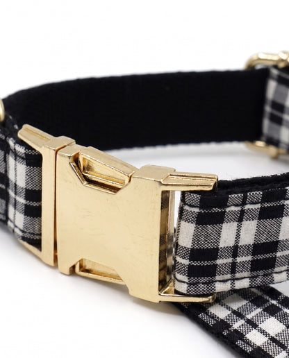 Monochrome Chic Plaid Dog Collar