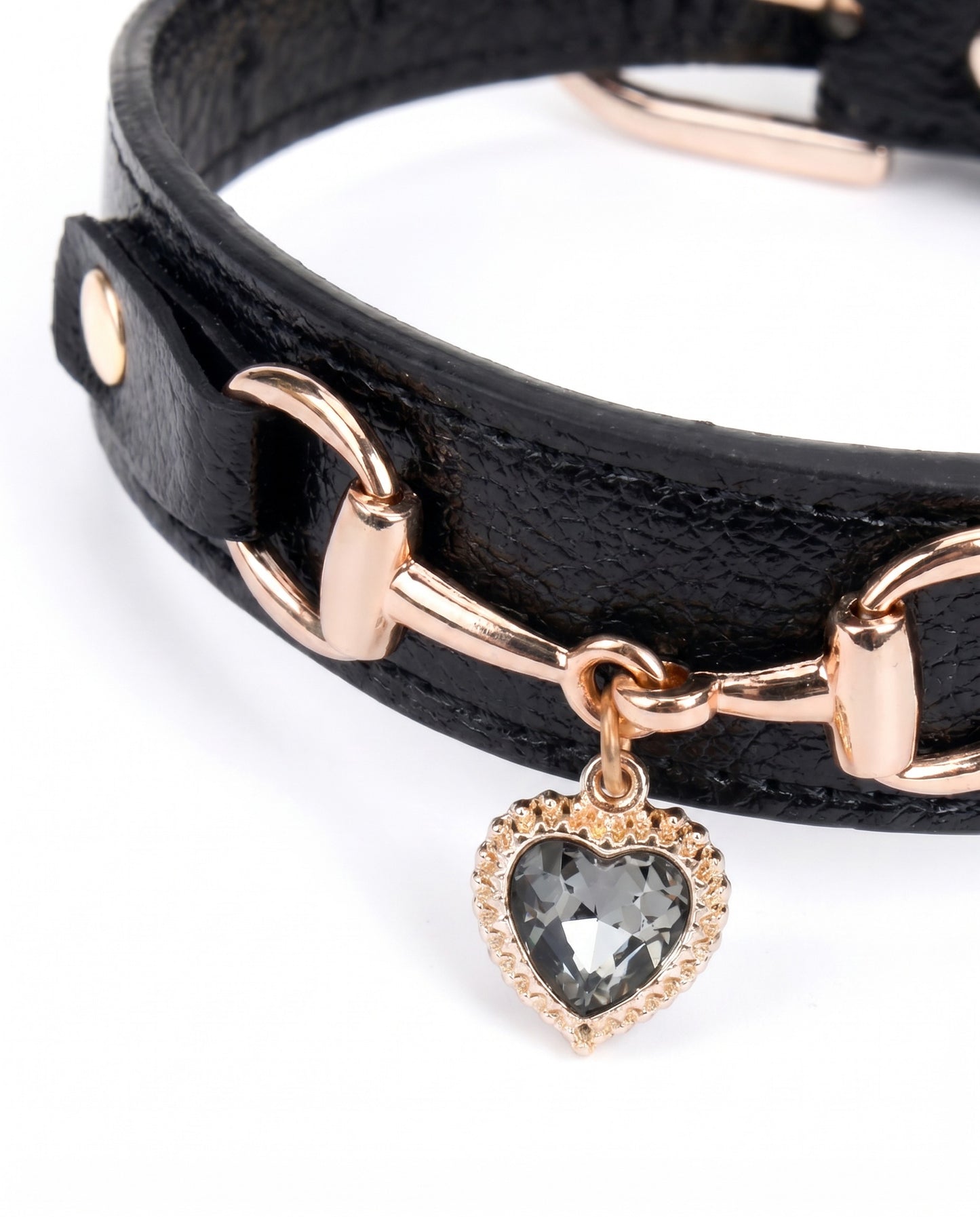 Midnight Glamour Heart Charm Pet Collar