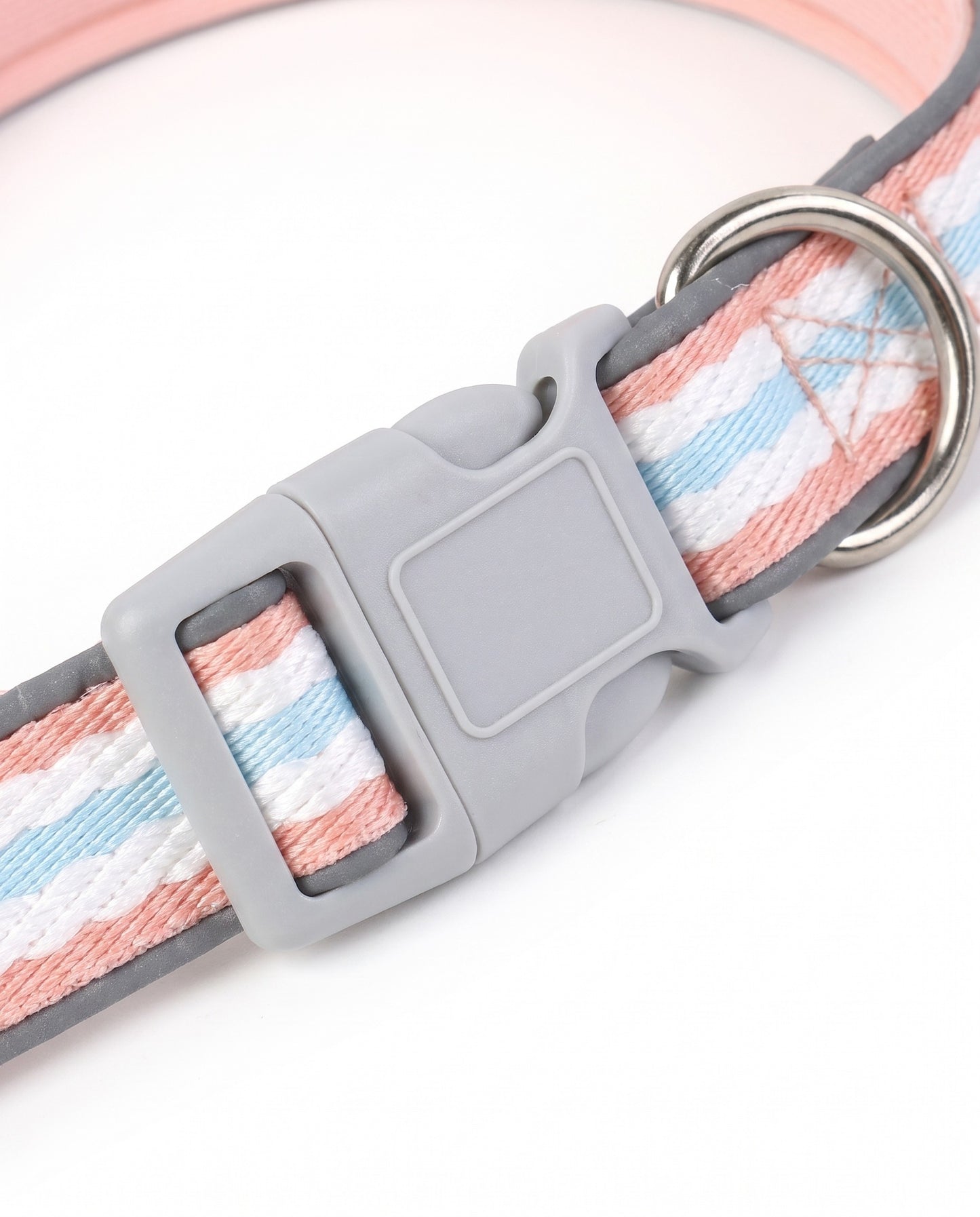 Peachy Keen Striped Dog Collar & Leash Set