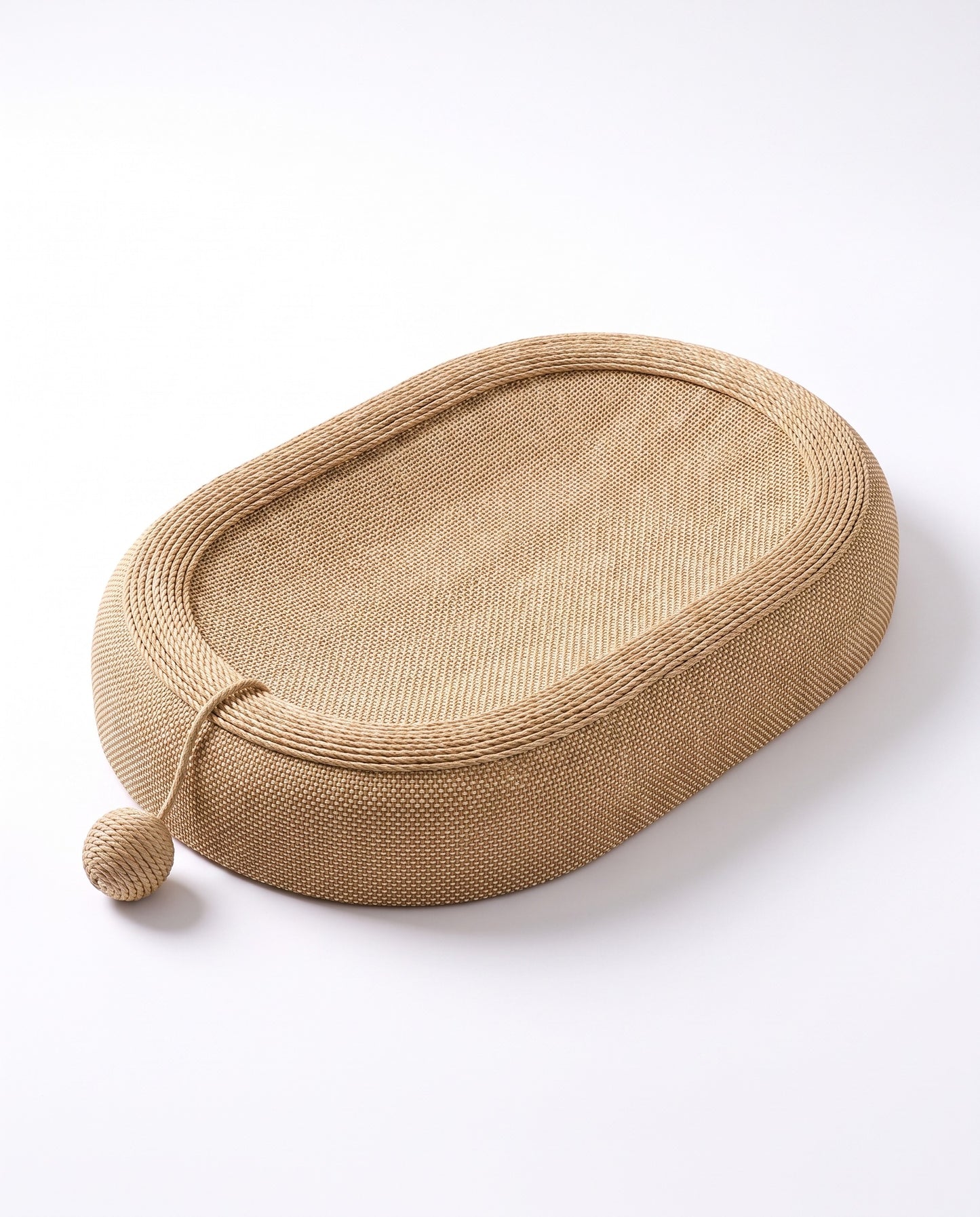 Premium Woven Cat Lounger & Scratch Bed with Interactive Rope Ball