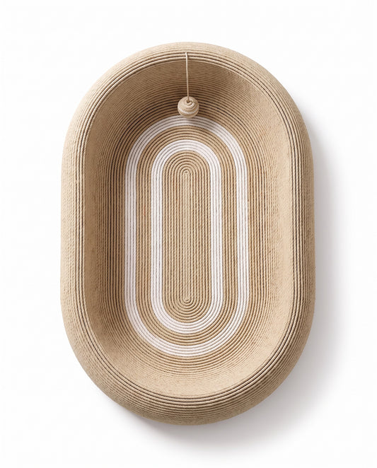 Handwoven Rope Cat Bed & Scratcher with Hanging Interactive Toy
