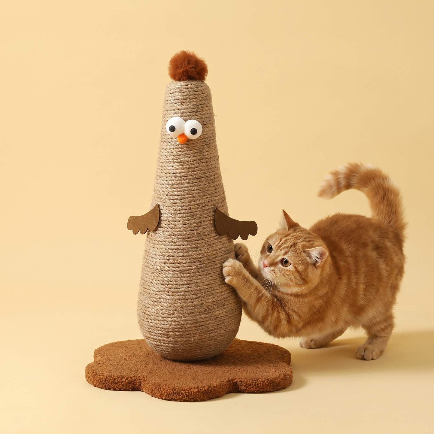 Funny Chicken Sisal Cat Scratching Post with Interactive Design