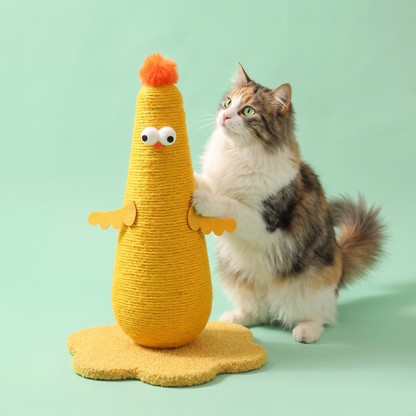 Funny Chicken Sisal Cat Scratching Post with Interactive Design