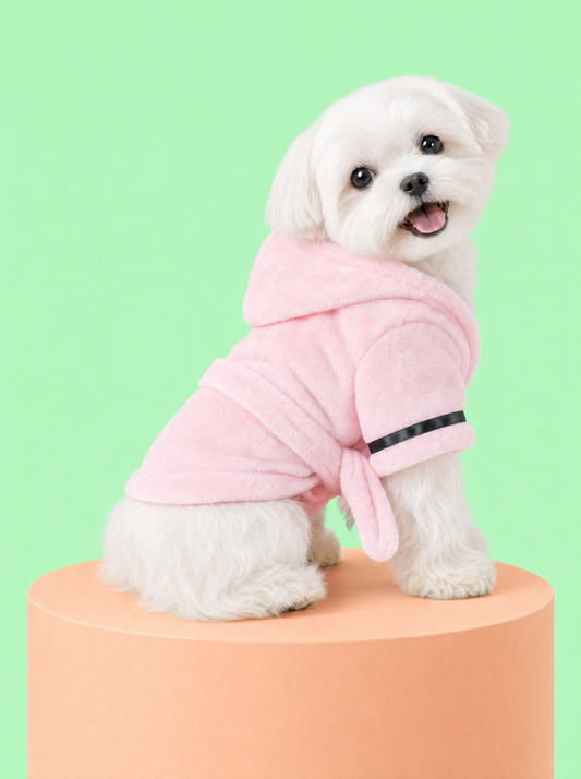 Pink Plush Hooded Robe