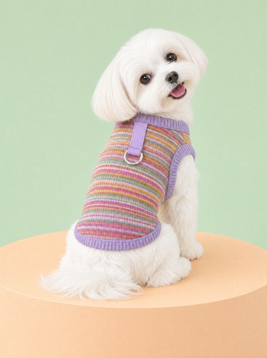 Lavender Fair Isle Knit Harness Vest