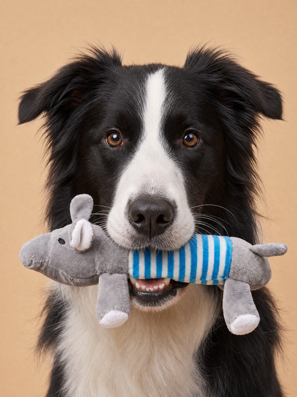 Gray Pup Stripe Plush Toy